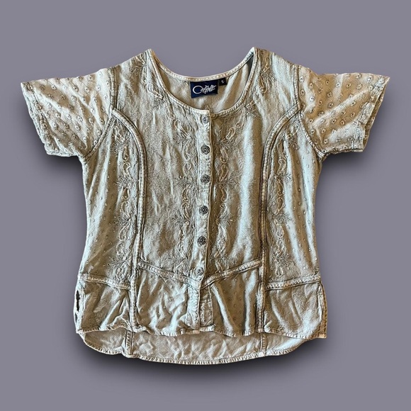 Vintage Tops - 💟 2for$20 💟 Vintage Coline Paisley Embroidered Beaded Blouse Whimsygoth Fairy